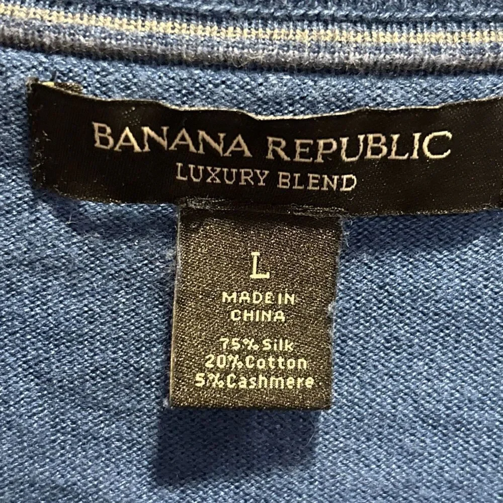 Banana Republic Luxury Blend Men's Silk Cotton Cashmere Blue Sweater Size Large